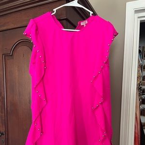 TCEC pink studded ruffle dress NWOT